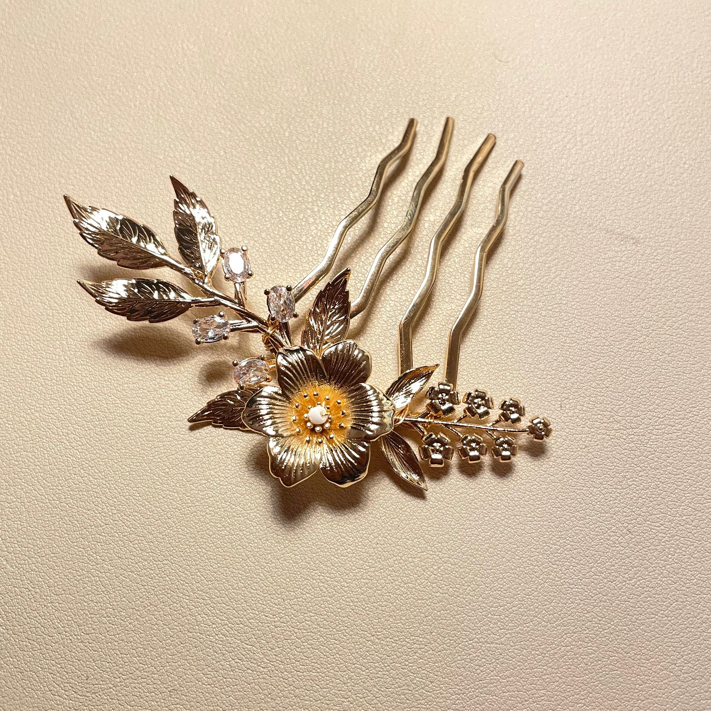 Stacy Gold Flower Bridal Hair Comb