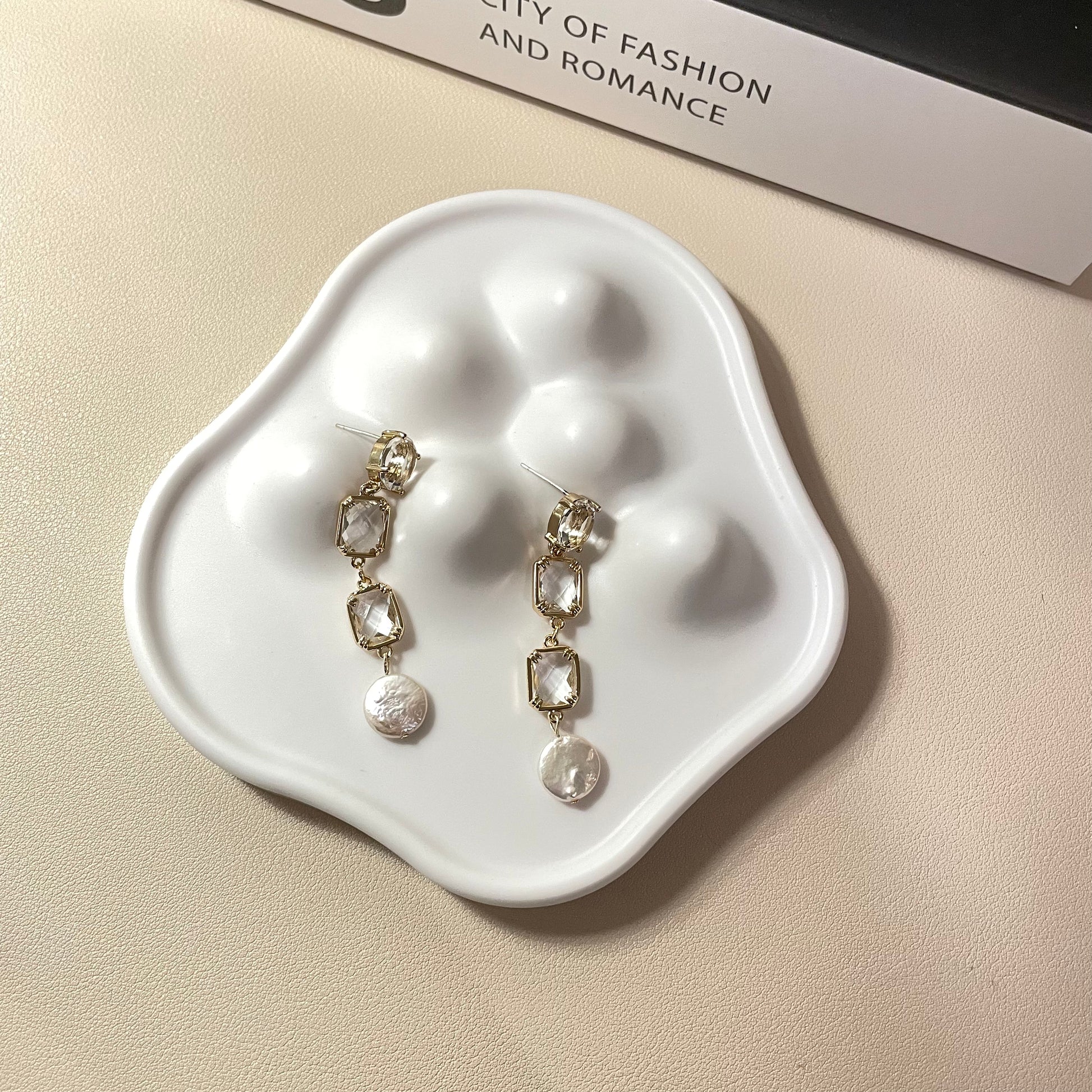 Stacy Pearl & Crystal Drop Earring - Lizabetha Parker