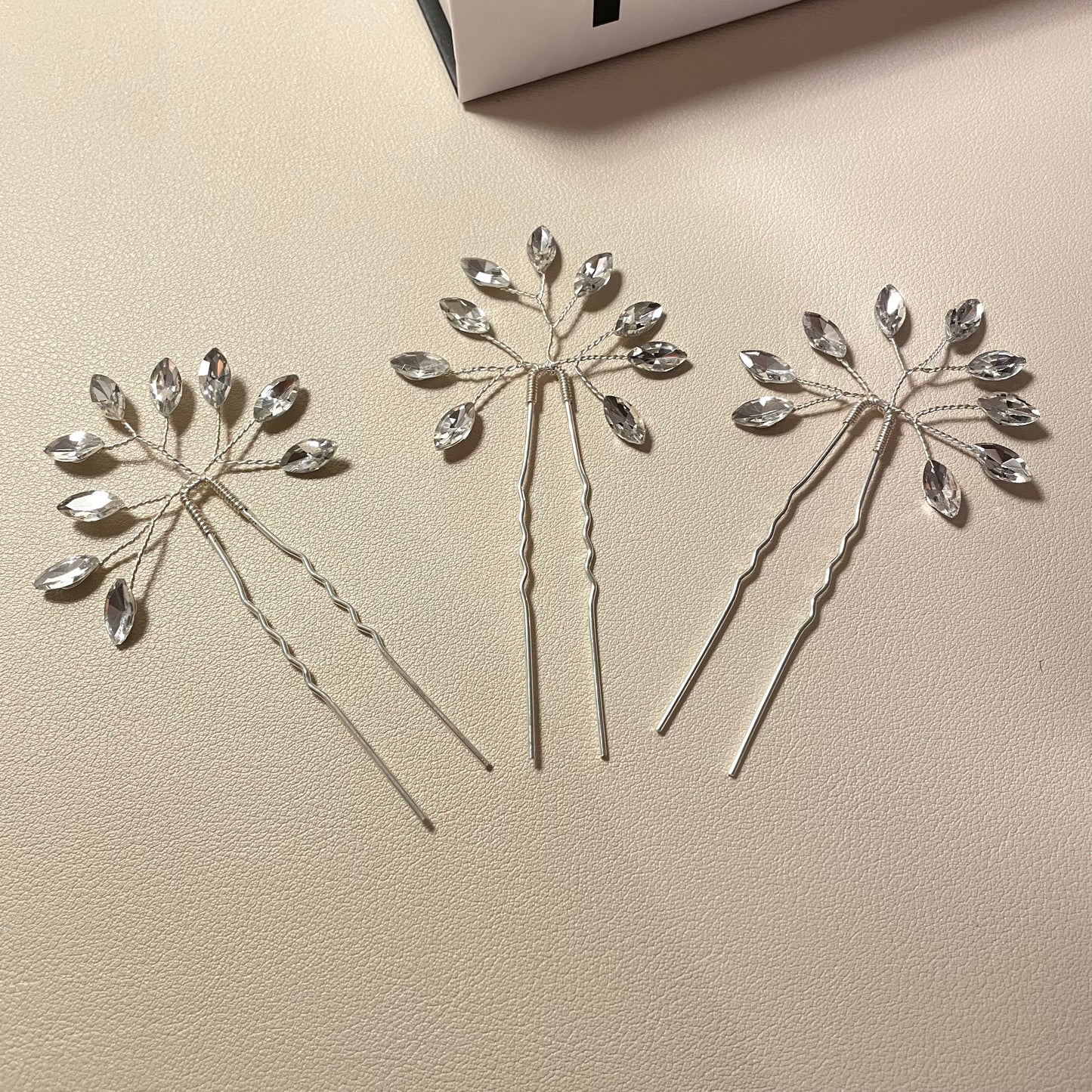 Charlotte Silver Crystal Hair Pins (Set of 3) - Lizabetha Parker