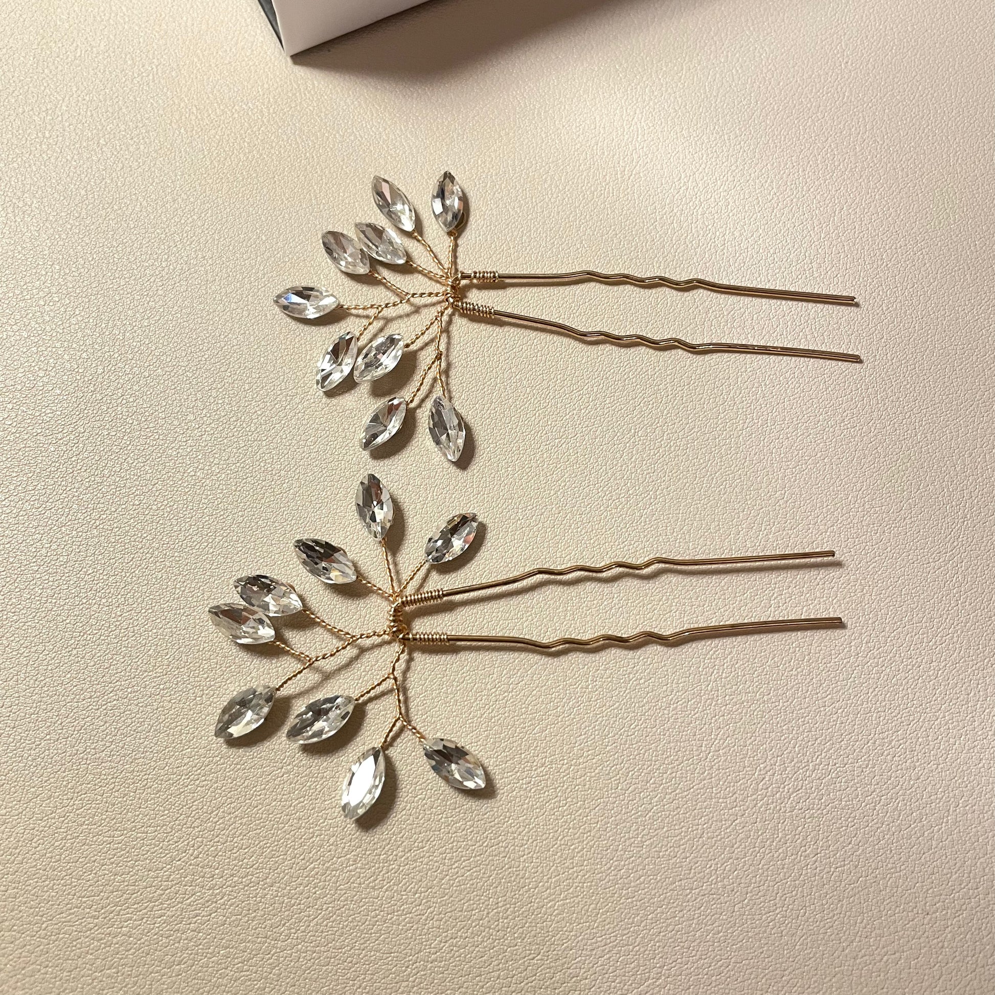 Charlotte Gold Crystal Hair Pins (Set of 3) - Lizabetha Parker