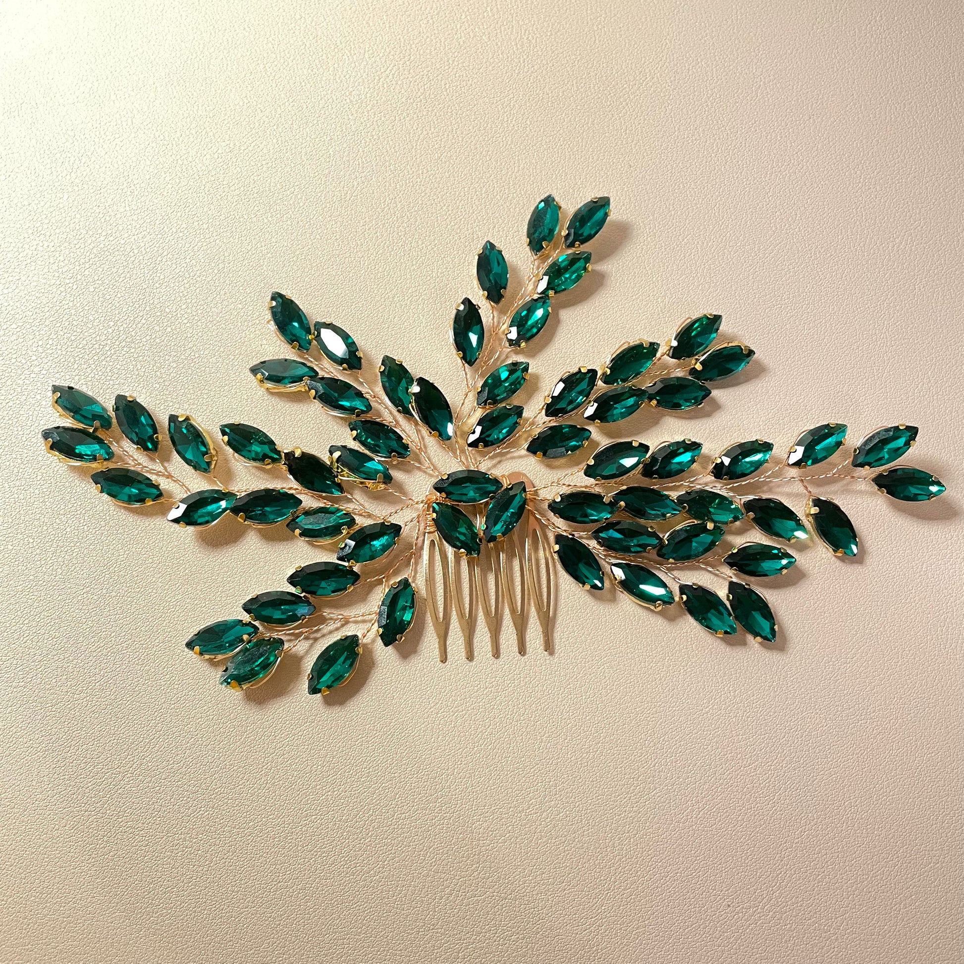 Katie Emerald Crystal Hair Comb - Lizabetha Parker