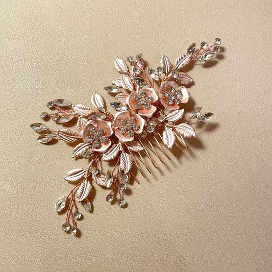 Chloe Rosegold Leaf Hair Comb - Lizabetha Parker