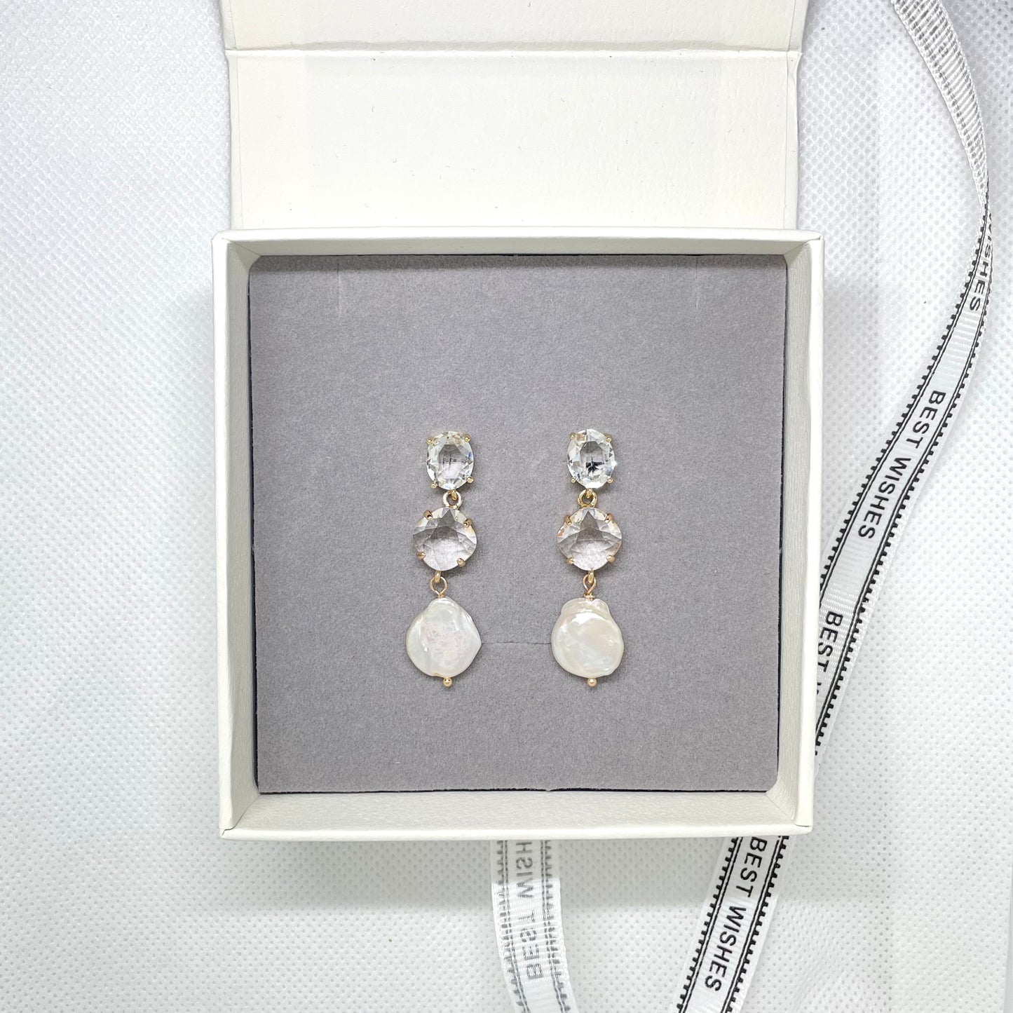 Shelia Crystal and Pearl Bridal Earring - Lizabetha Parker