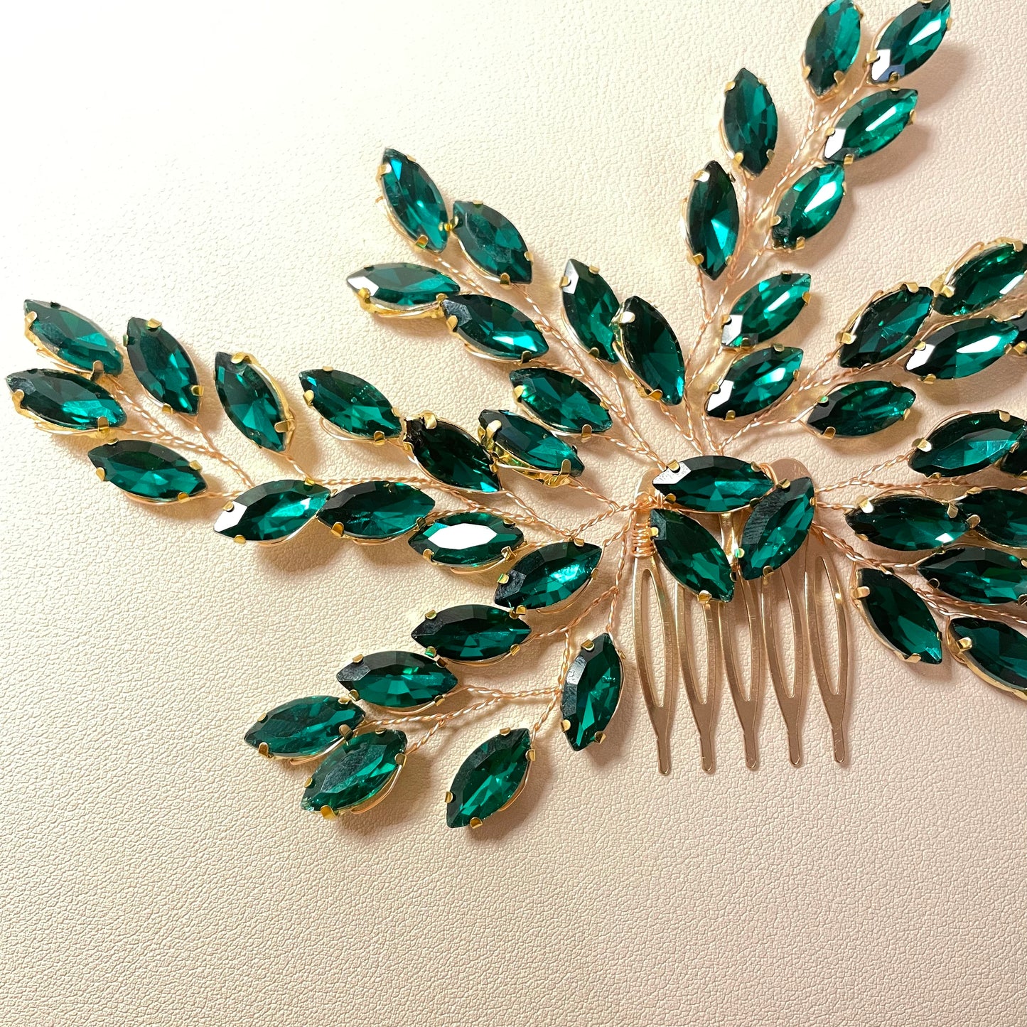 Katie Emerald Crystal Hair Comb - Lizabetha Parker