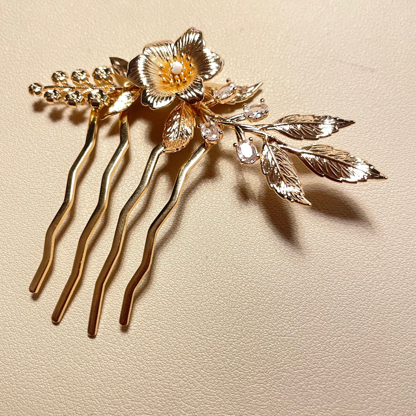 Stacy Gold Flower Bridal Hair Comb