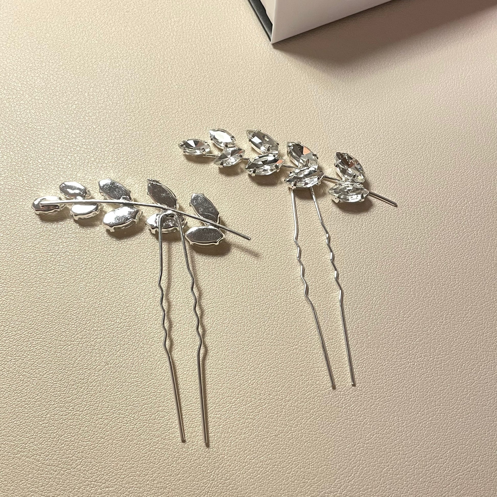 Arlene Crystal Leaf Hair Pin (Set of 2) - Lizabetha Parker