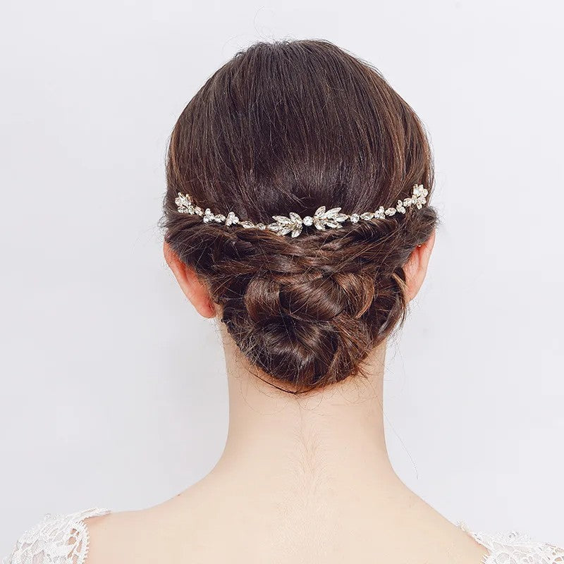 Claire Bridal Clear Gold Crystal Hair Comb - Lizabetha Parker