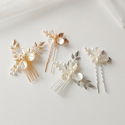 Juliet Flower and Pearl Hair Pins - Lizabetha Parker