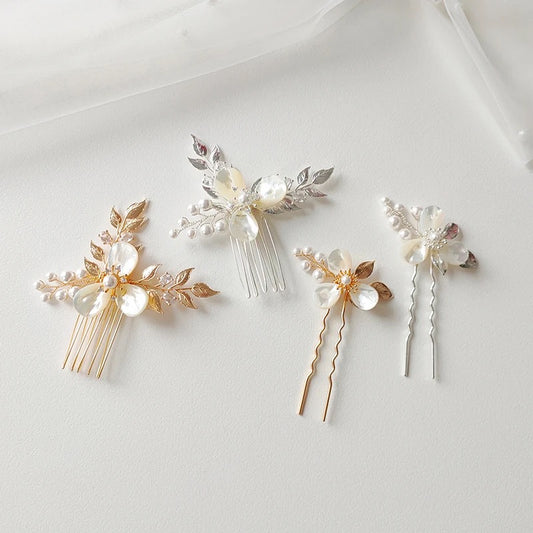 Juliet Flower and Pearl Hair Pins