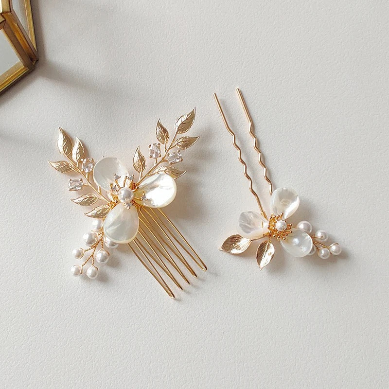 Juliet Flower and Pearl Hair Pins