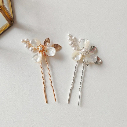 Juliet Flower and Pearl Hair Pins - Lizabetha Parker