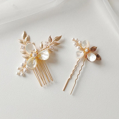 Juliet Flower and Pearl Hair Pins - Lizabetha Parker