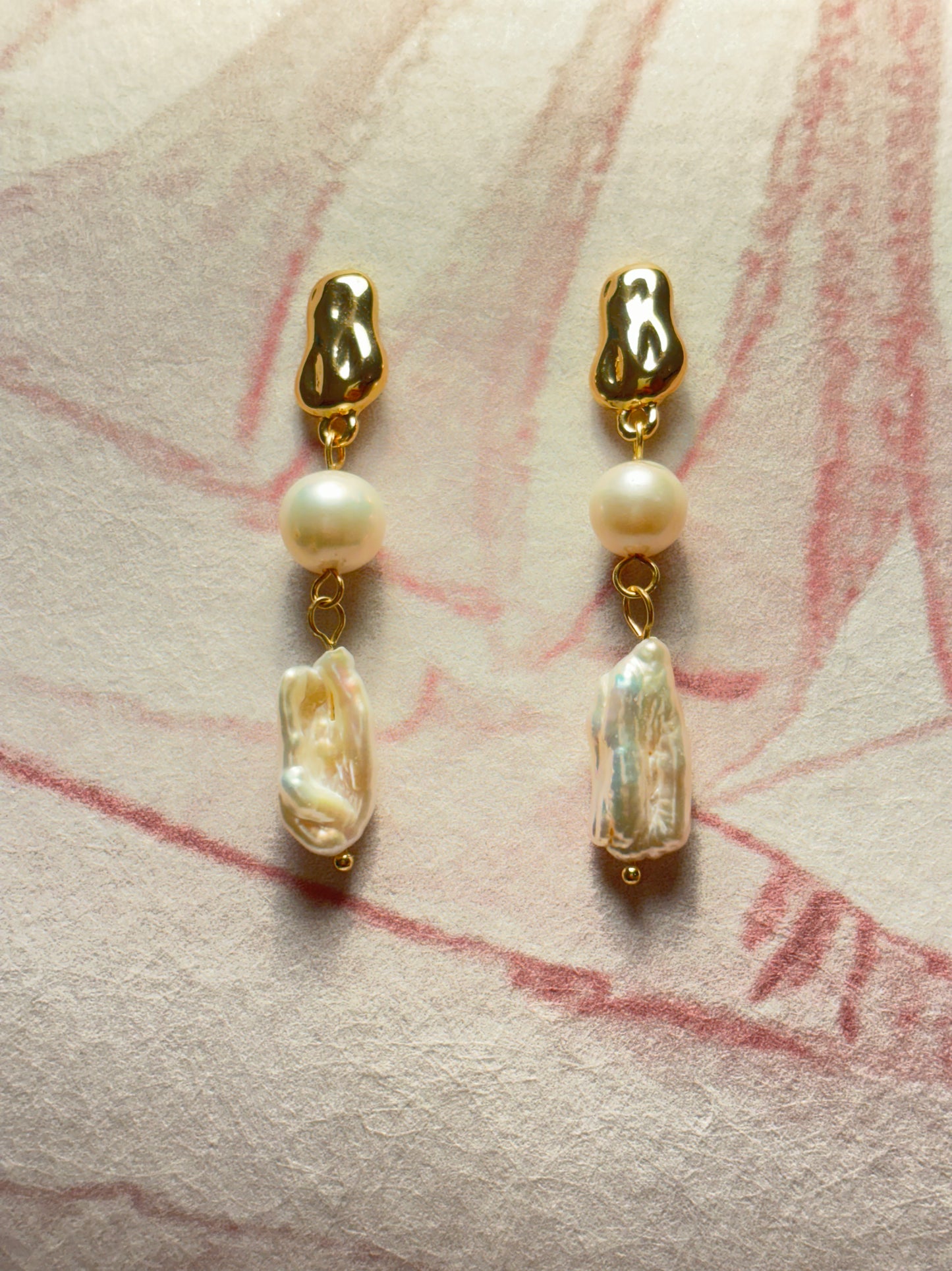 Gold Baroque Pearl  Drop