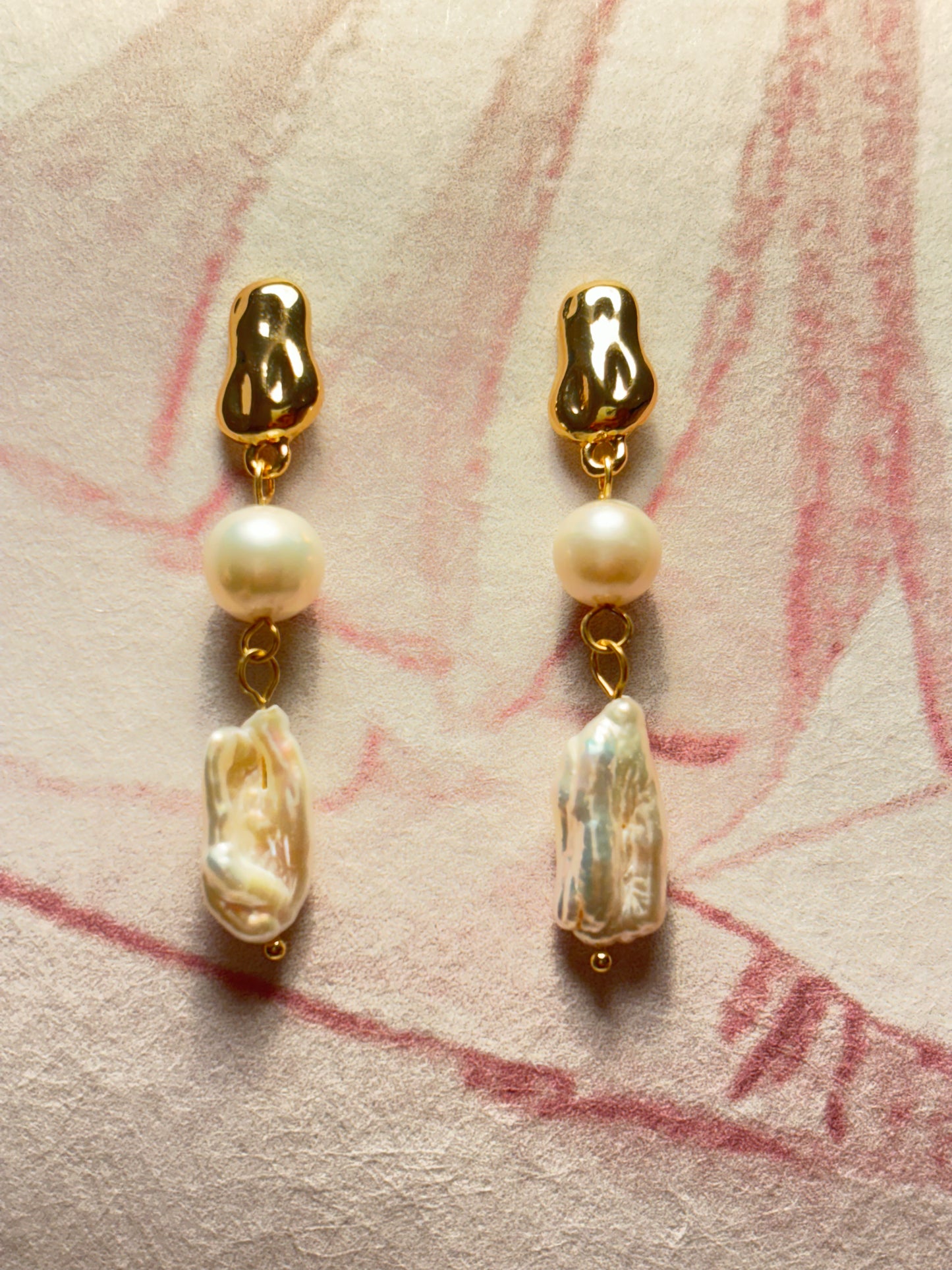 Gold Baroque Pearl  Drop