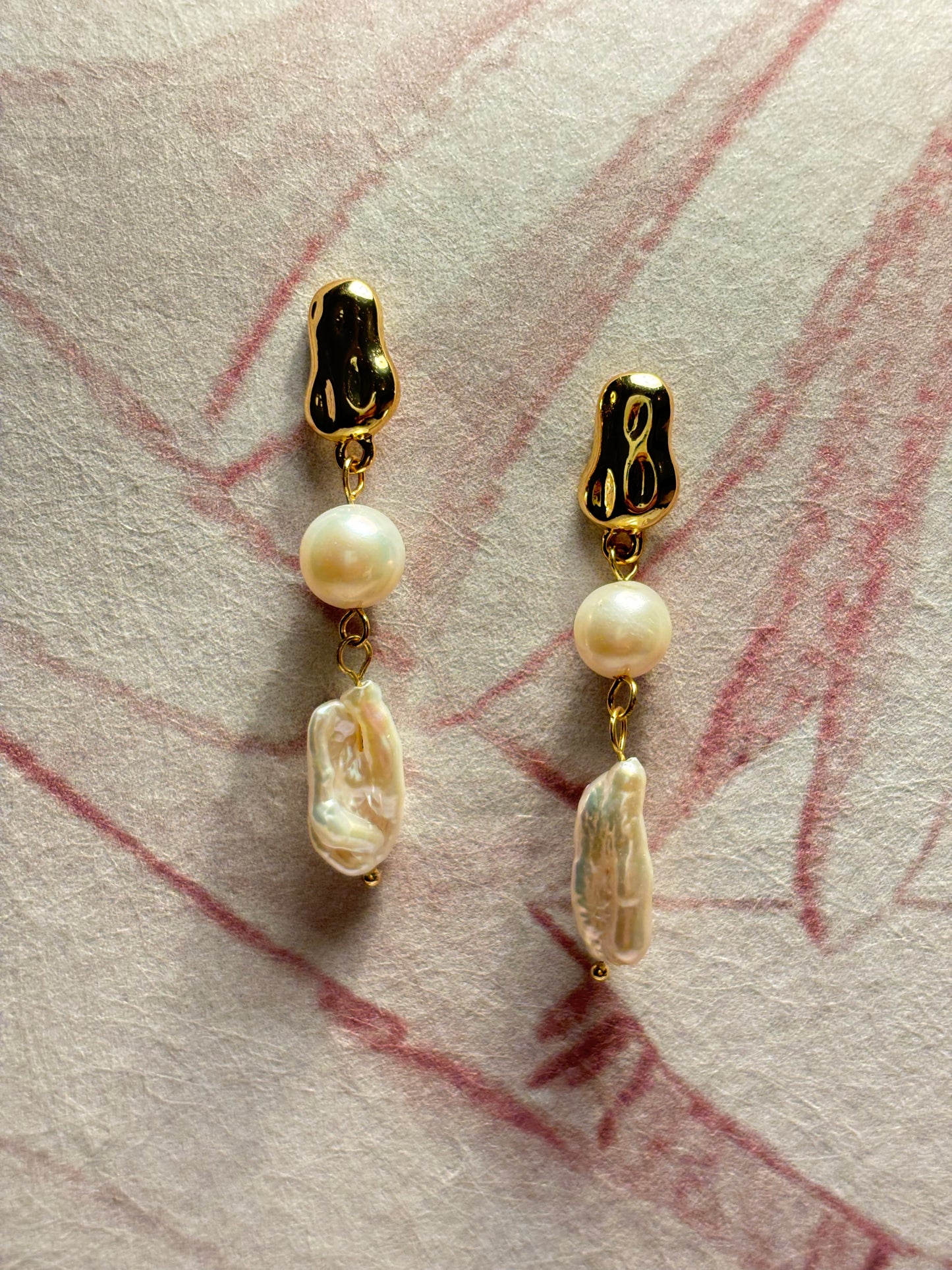 Gold Baroque Pearl  Drop