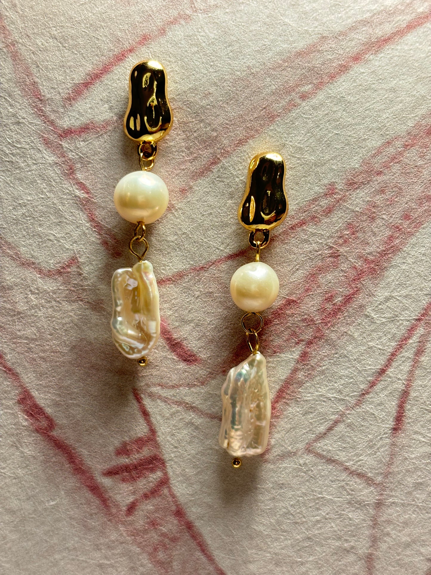 Gold Baroque Pearl  Drop