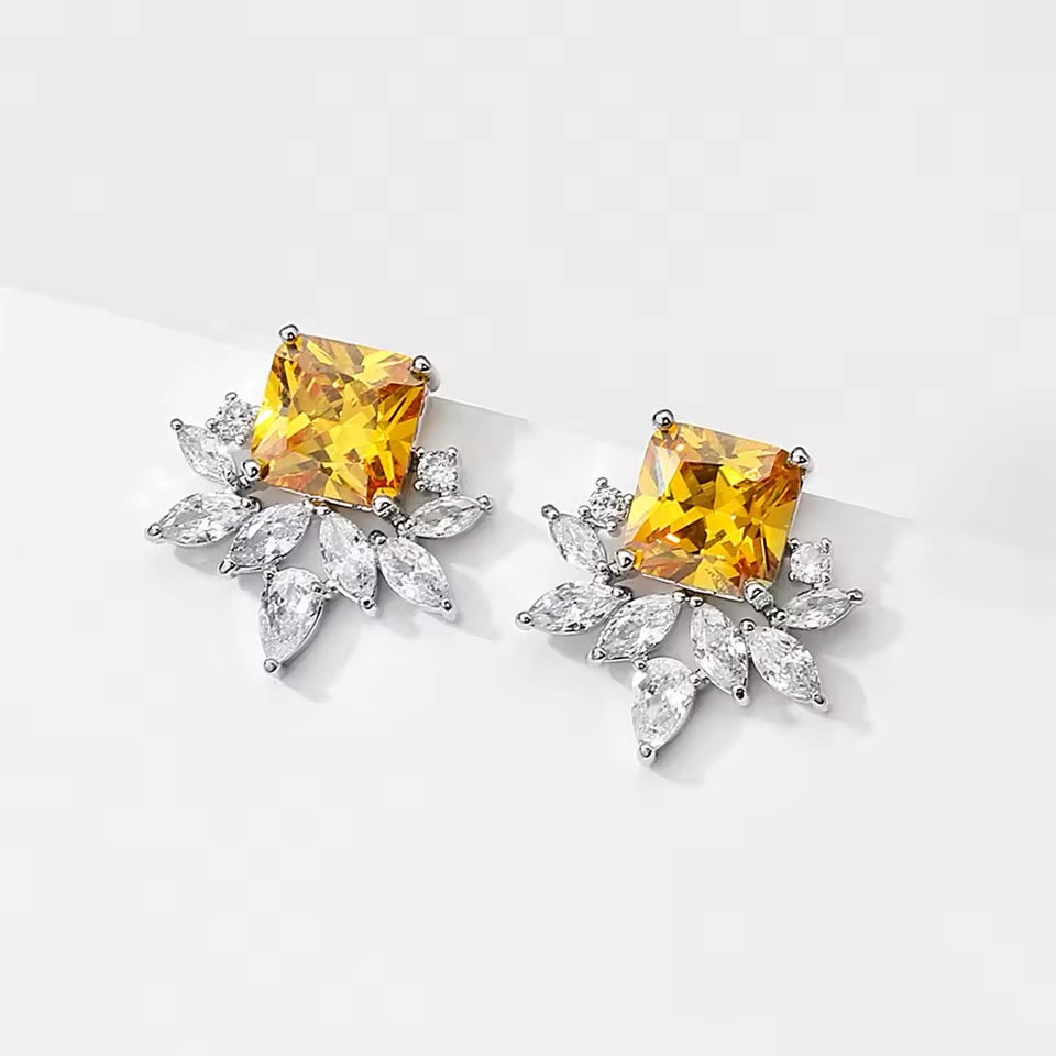 Daisy Square CZ Stud Earrings