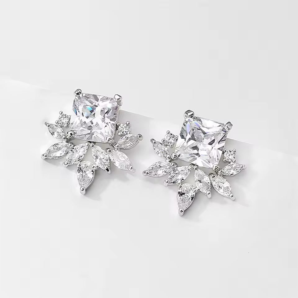 Daisy Square CZ Stud Earrings