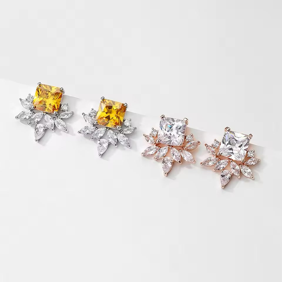 Daisy Square CZ Stud Earrings - Lizabetha Parker