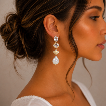 Boucle d'oreille en cristal et perles Lani