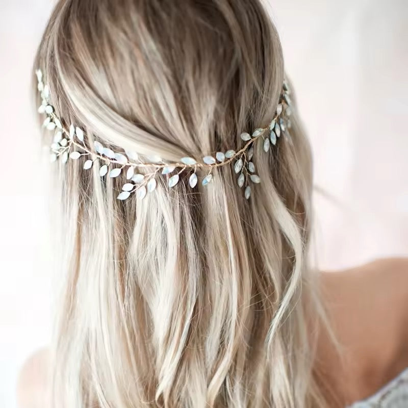 Melanie Crystal Opal Halo Wreath Hair Vine