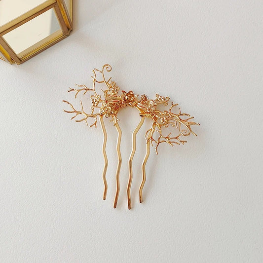 Flora Gold Flower Bridal Hair Comb - Lizabetha Parker