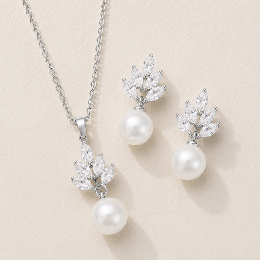 Ensemble de bijoux de mariée en perles Nadia