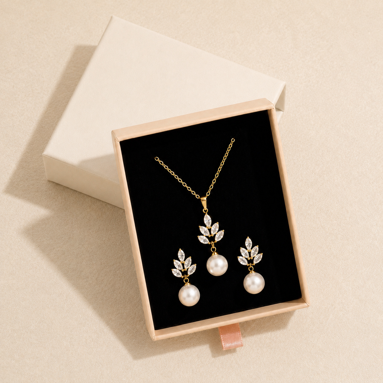 Ensemble de bijoux de mariée en perles Nadia