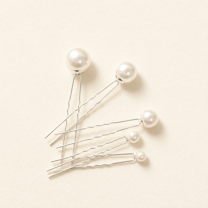 Barrette à cheveux en perles argentées Alora