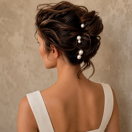 Barrette à cheveux en perles argentées Alora