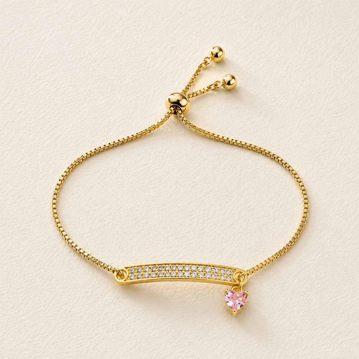Bracelets à pendentif en oxyde de zirconium en forme de cœur rose Berkeley