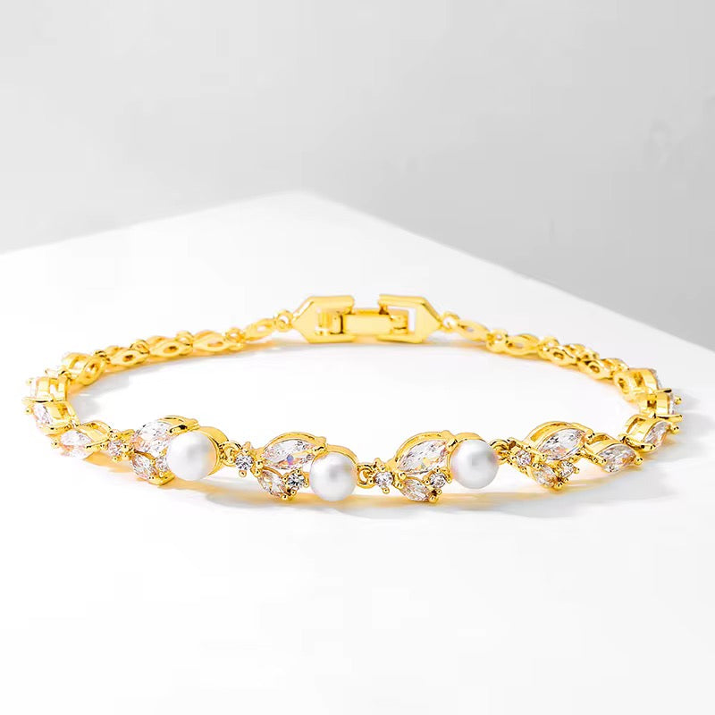 Rayla CZ and Pearl Bracelet - Lizabetha Parker