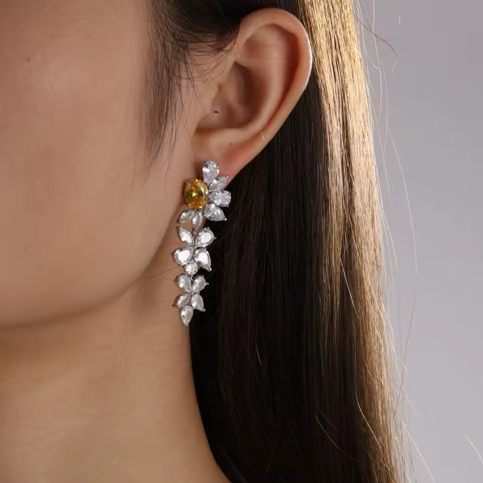 Shella Yellow Drop Bridal Earrings - Lizabetha Parker