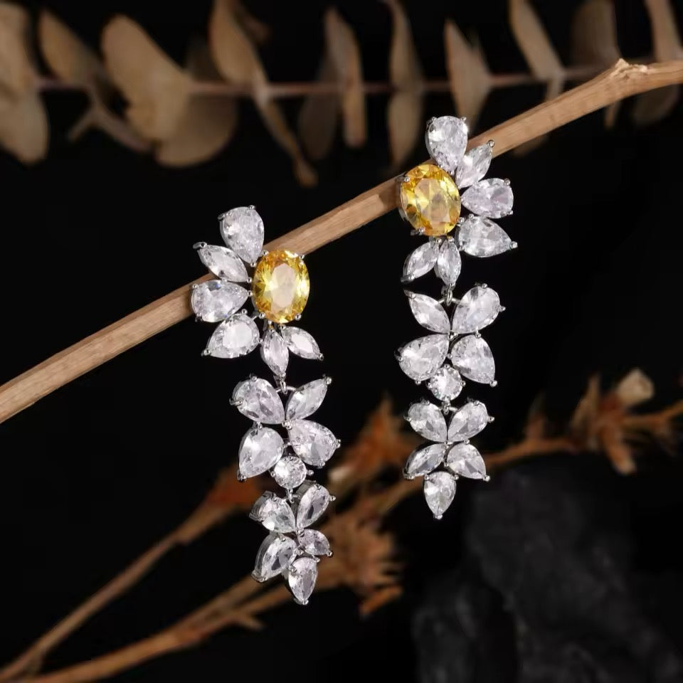 Shella Yellow Drop Bridal Earrings - Lizabetha Parker