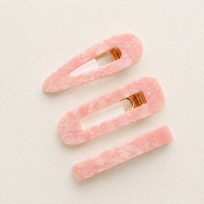 Marble Hair Clip Set