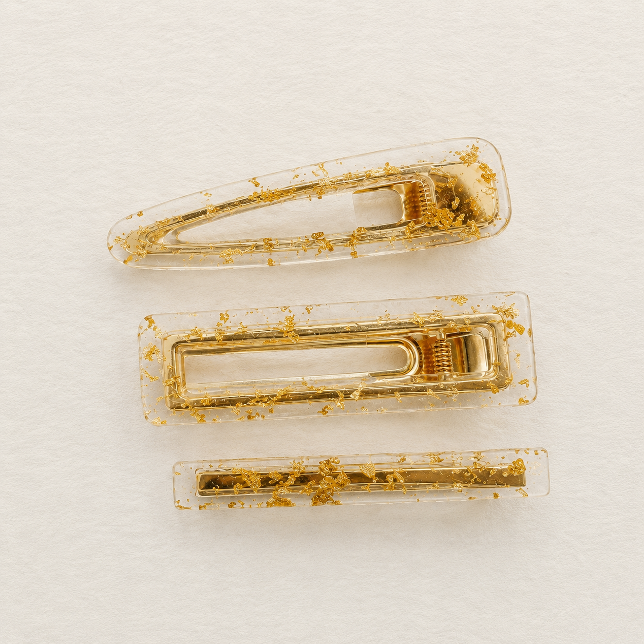 Marble Hair Clip Set