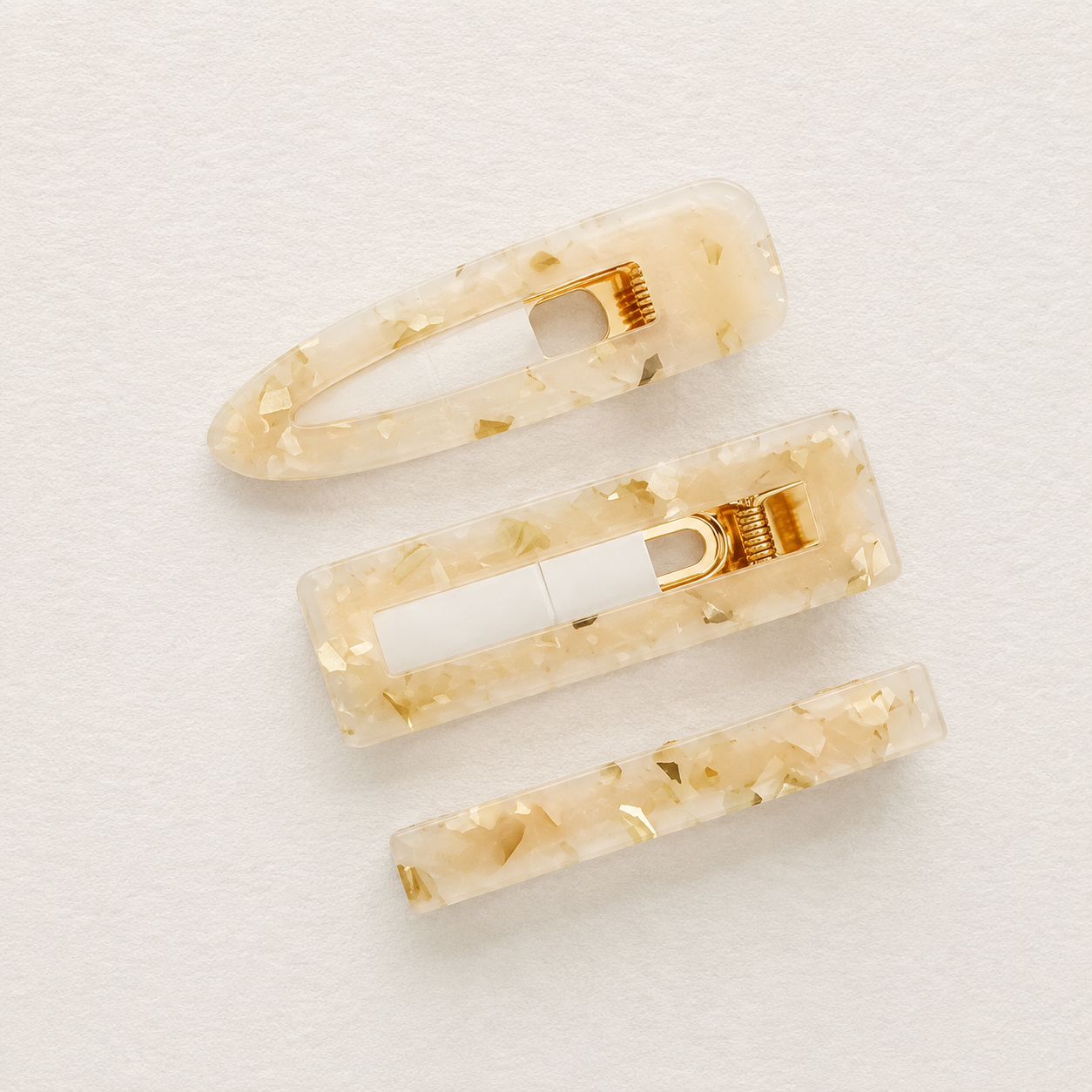 Marble Hair Clip Set