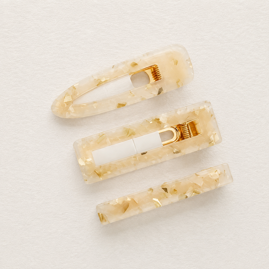 Marble Hair Clip Set