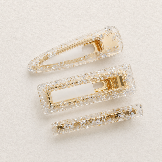 Marble Hair Clip Set