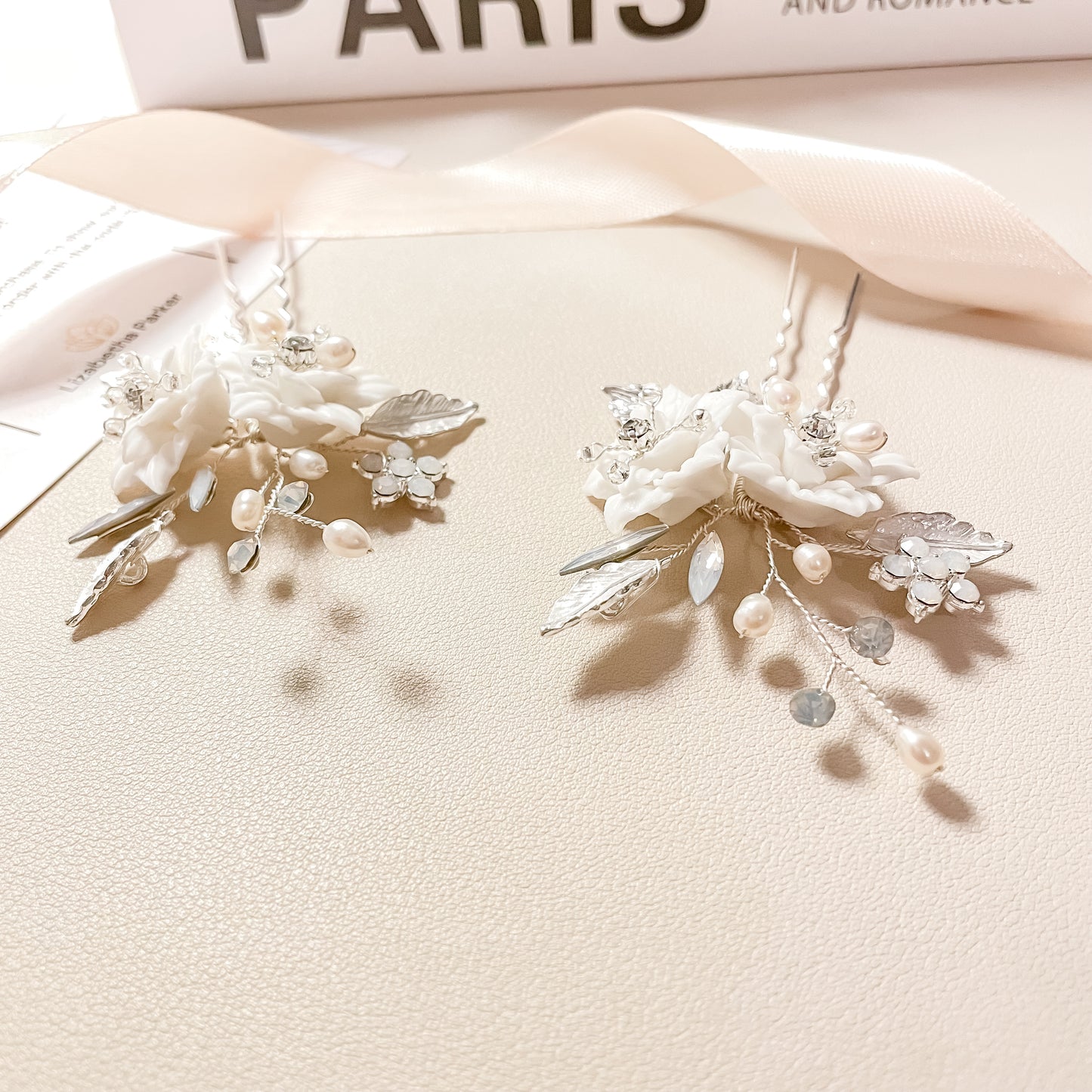 Ana Flower and Pearl Hair Pins