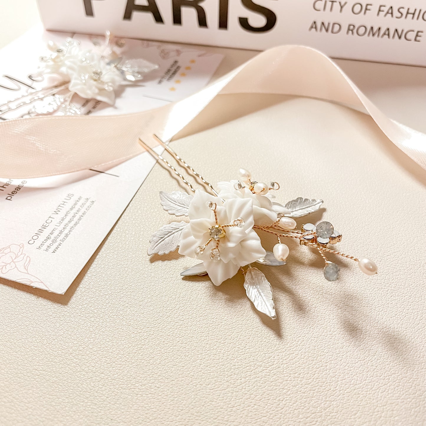 Ana Flower and Pearl Hair Pins