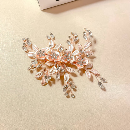 Peigne à cheveux Chloe en feuille d'or rose