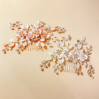 Peigne à cheveux Chloe en feuille d'or rose