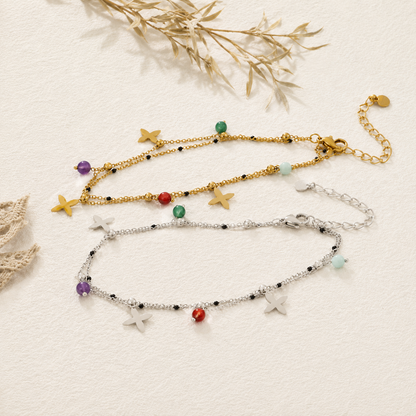 Cross Charm Stone Anklet