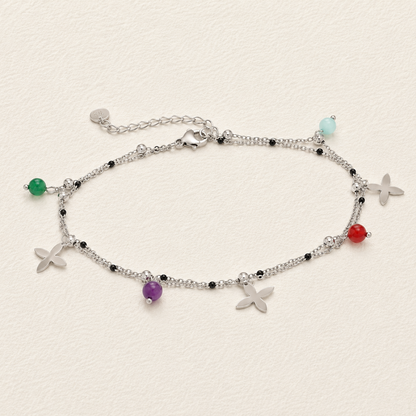 Cross Charm Stone Anklet