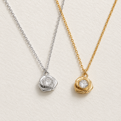 Crystal Flower Pendant Necklace
