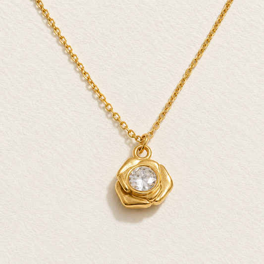 Crystal Flower Pendant Necklace