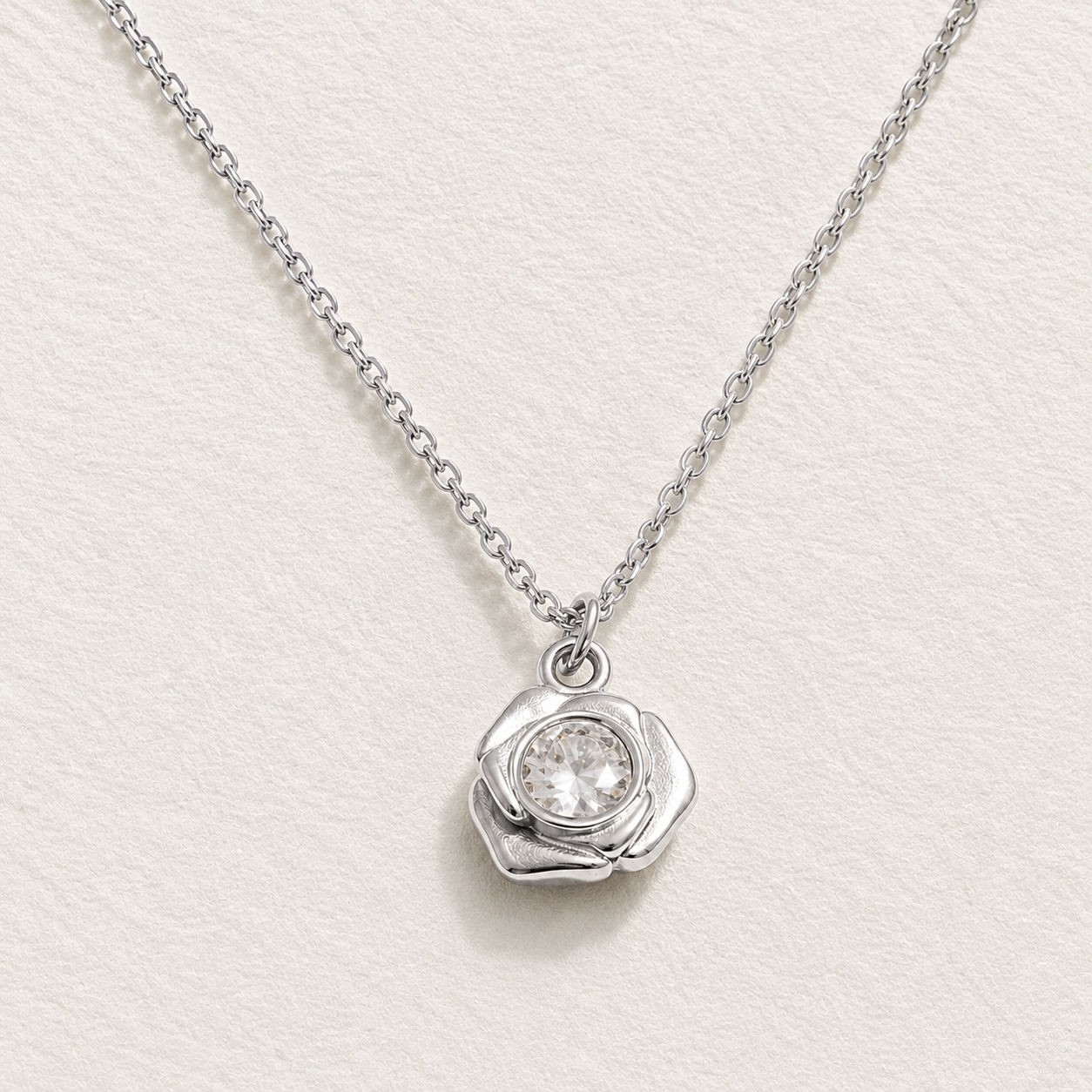 Crystal Flower Pendant Necklace