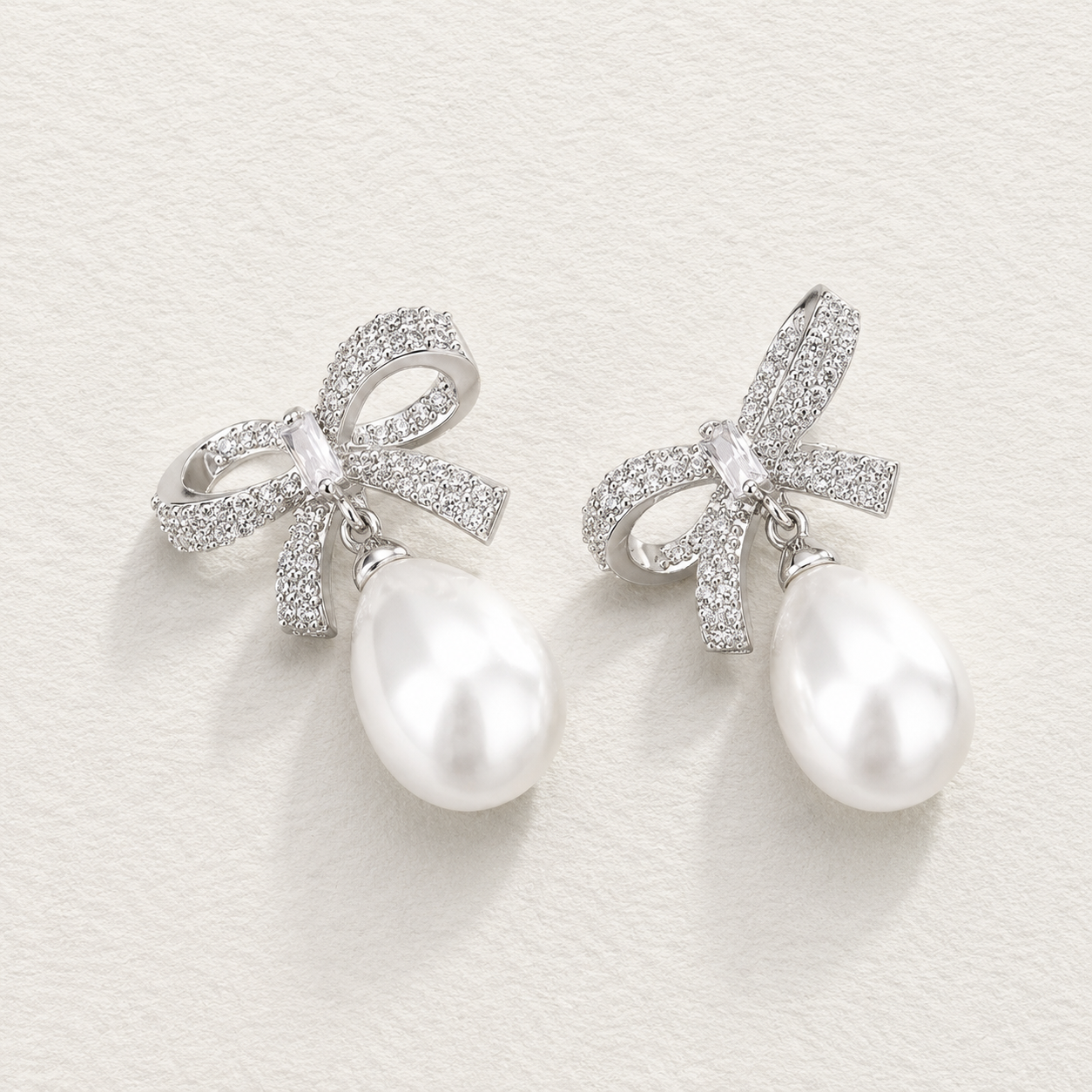 Bow Pearl Drop Earrings