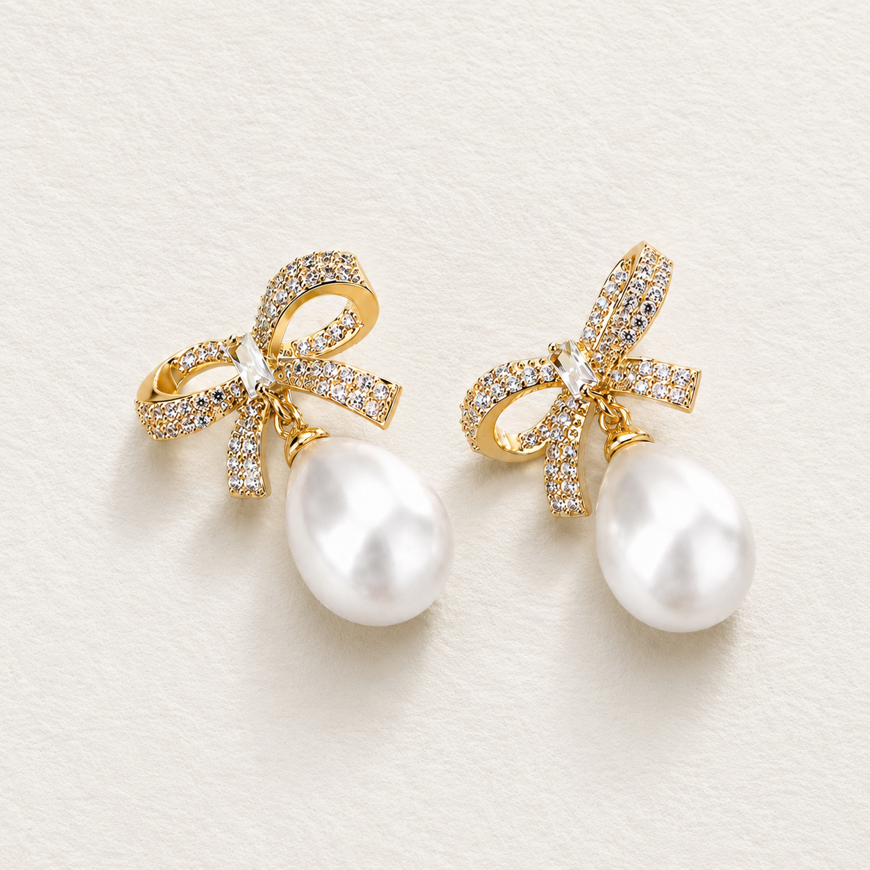 Bow Pearl Drop Earrings